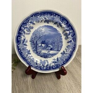 Spode Made in England Winter's Eve Blue & White Replacement Plate 7” Salad